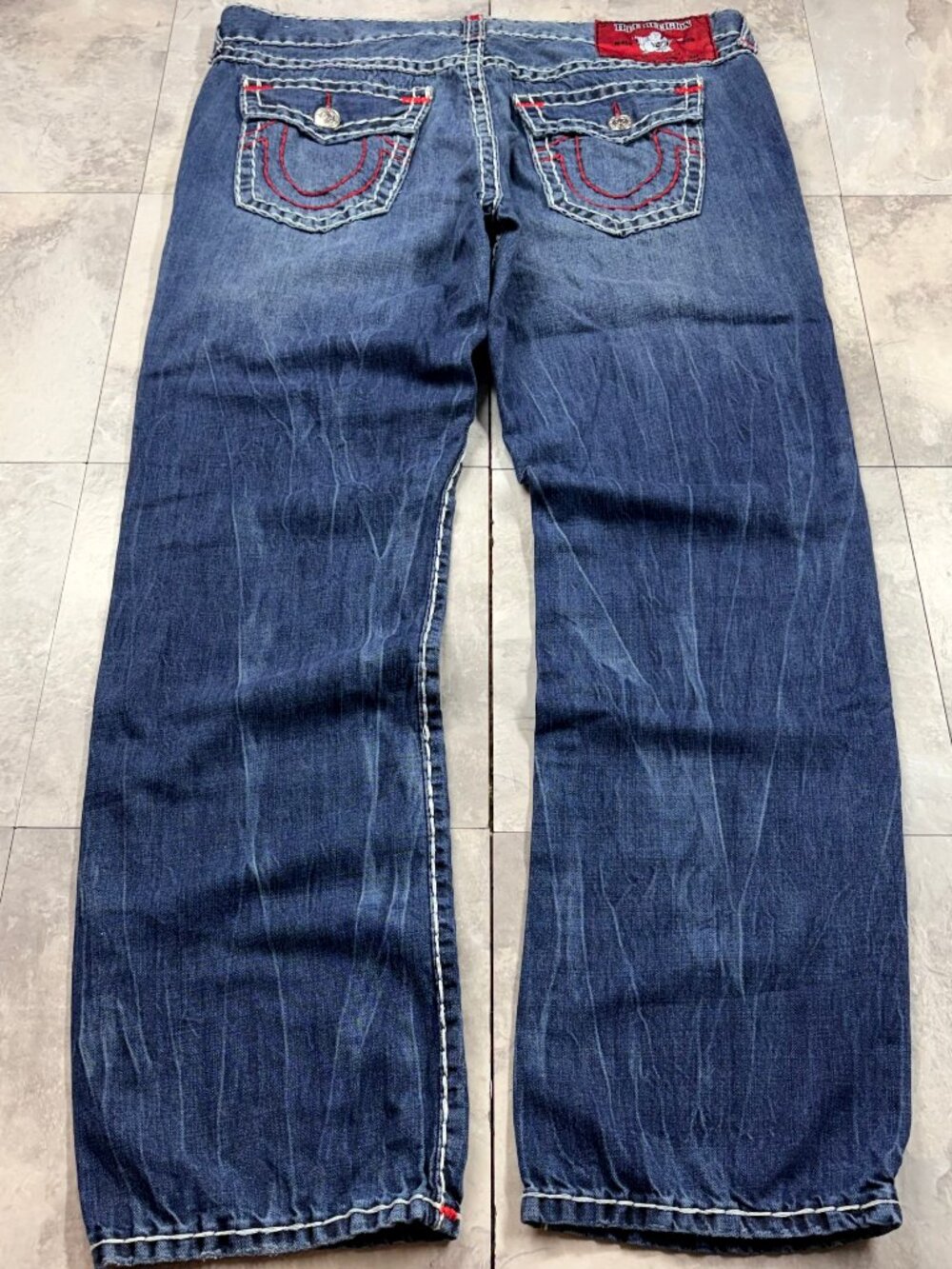 True Religion Ricky Jeans Men’s 38x32 Blue Triple Stitch